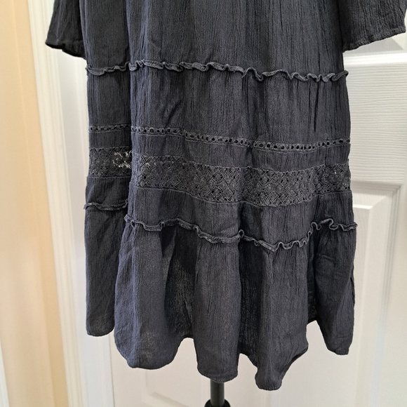 ❤️ American Eagle Outfitters Grey Dress Women's Small Crinkle 3/4 Sleeve - Picture 9 of 9